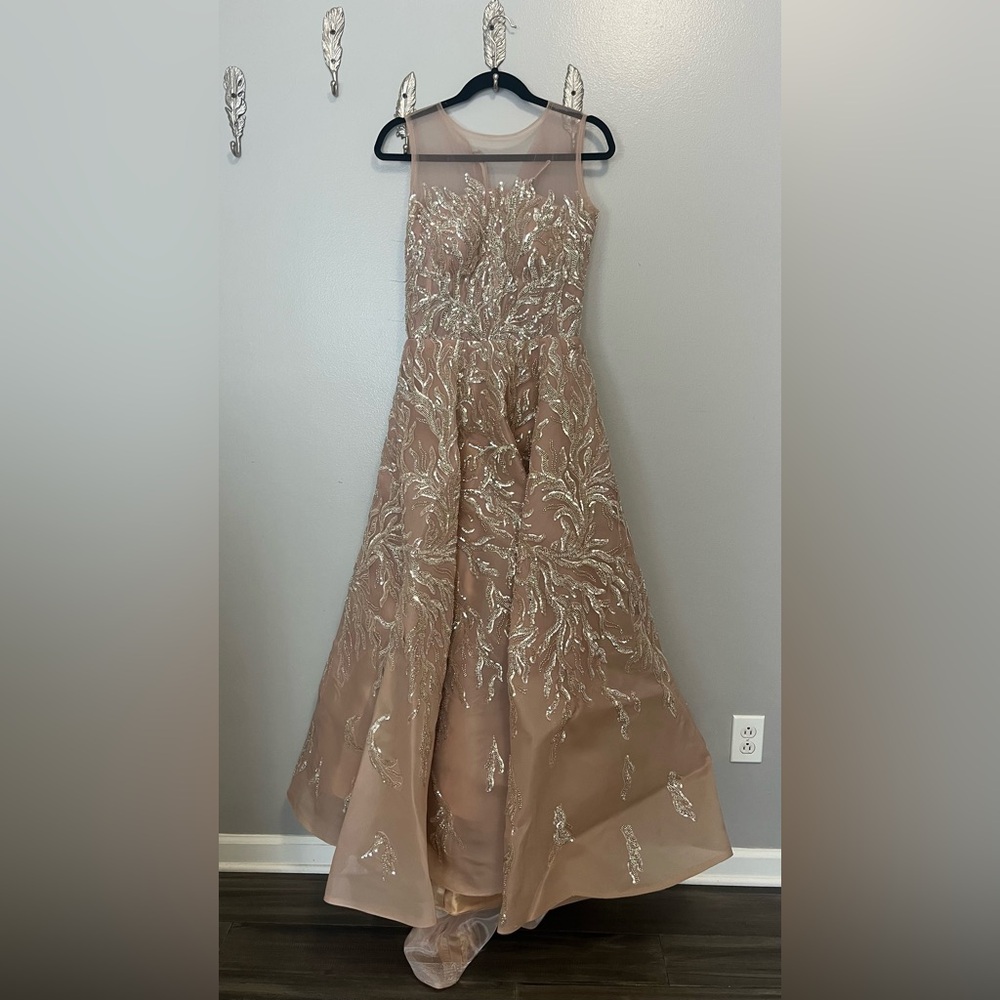 Tan Beige Sleeveless Evening Maxi Custom Made With Lining Never Used